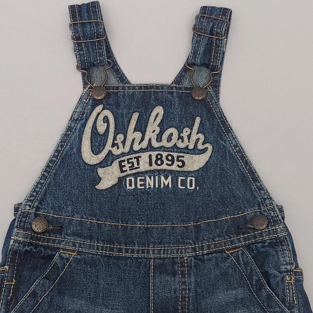 OshKosh B'gosh Jean Overalls Size 18 Months Dark Blue Denim w/ Logo